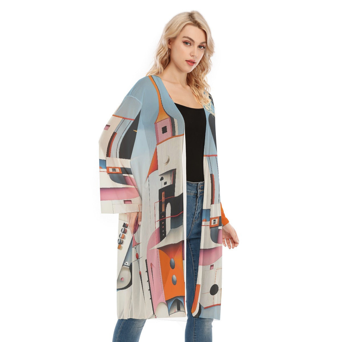 All- Over Print Women's Long Sleeve Mesh Cardigan