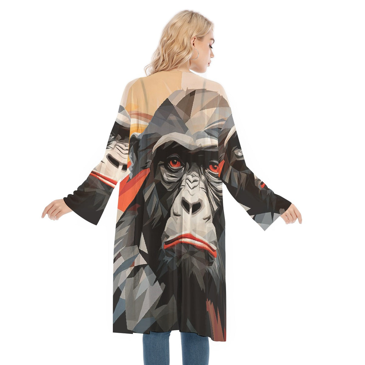 All- Over Print Women's Long Sleeve Mesh Cardigan