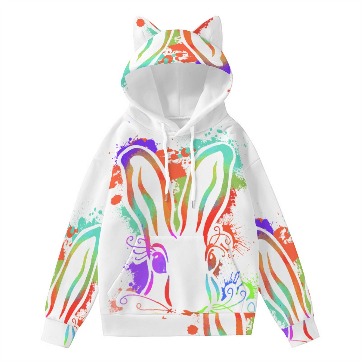 All-Over Print Women’s Hoodie With Decorative Ears