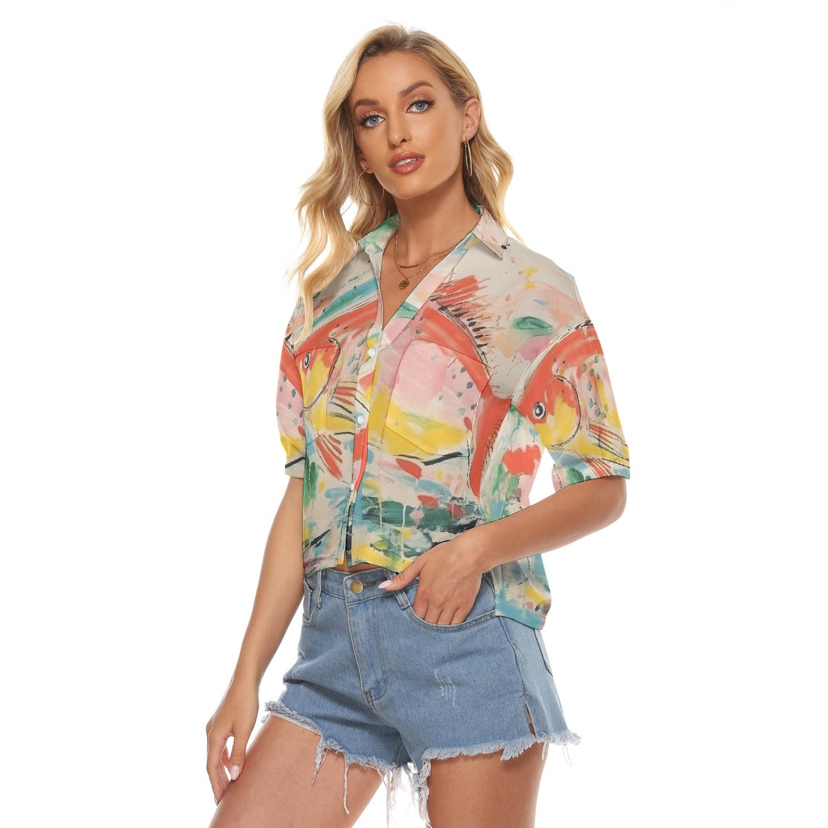 All-Over Print Women's V-neck Shirts