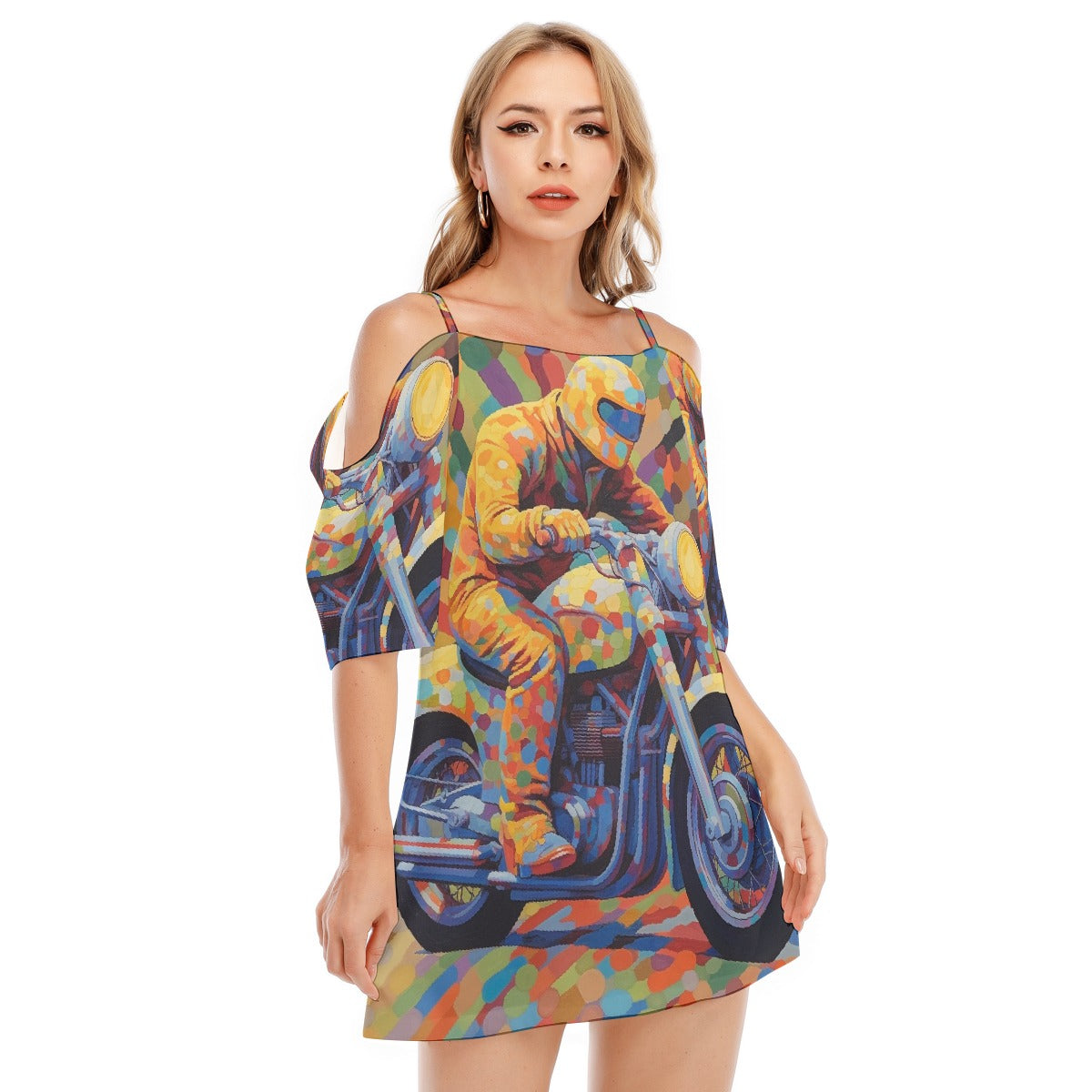 All-Over Print Women's Off-shoulder Cami Dress