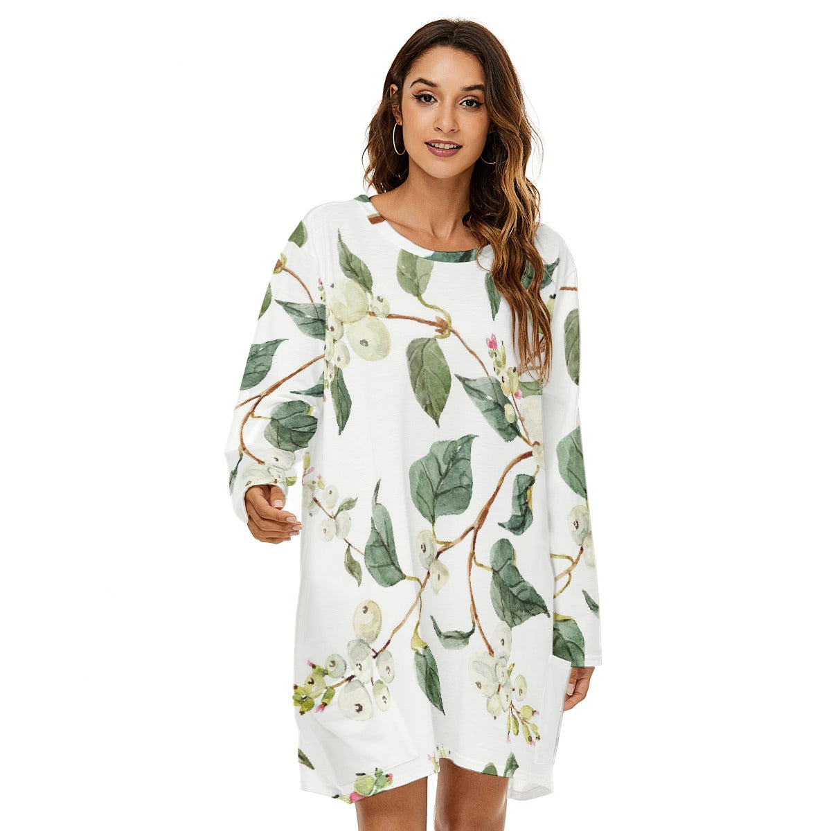 All-Over Print  Women's Loose Crew Neck Dress