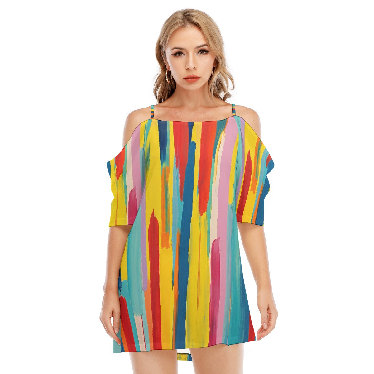 All-Over Print Women's Off-shoulder Cami Dress