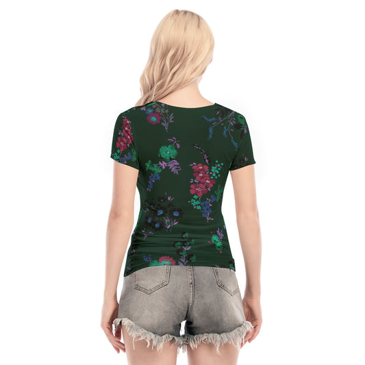 All-Over Print Women's Short Sleeve Mesh Blouse