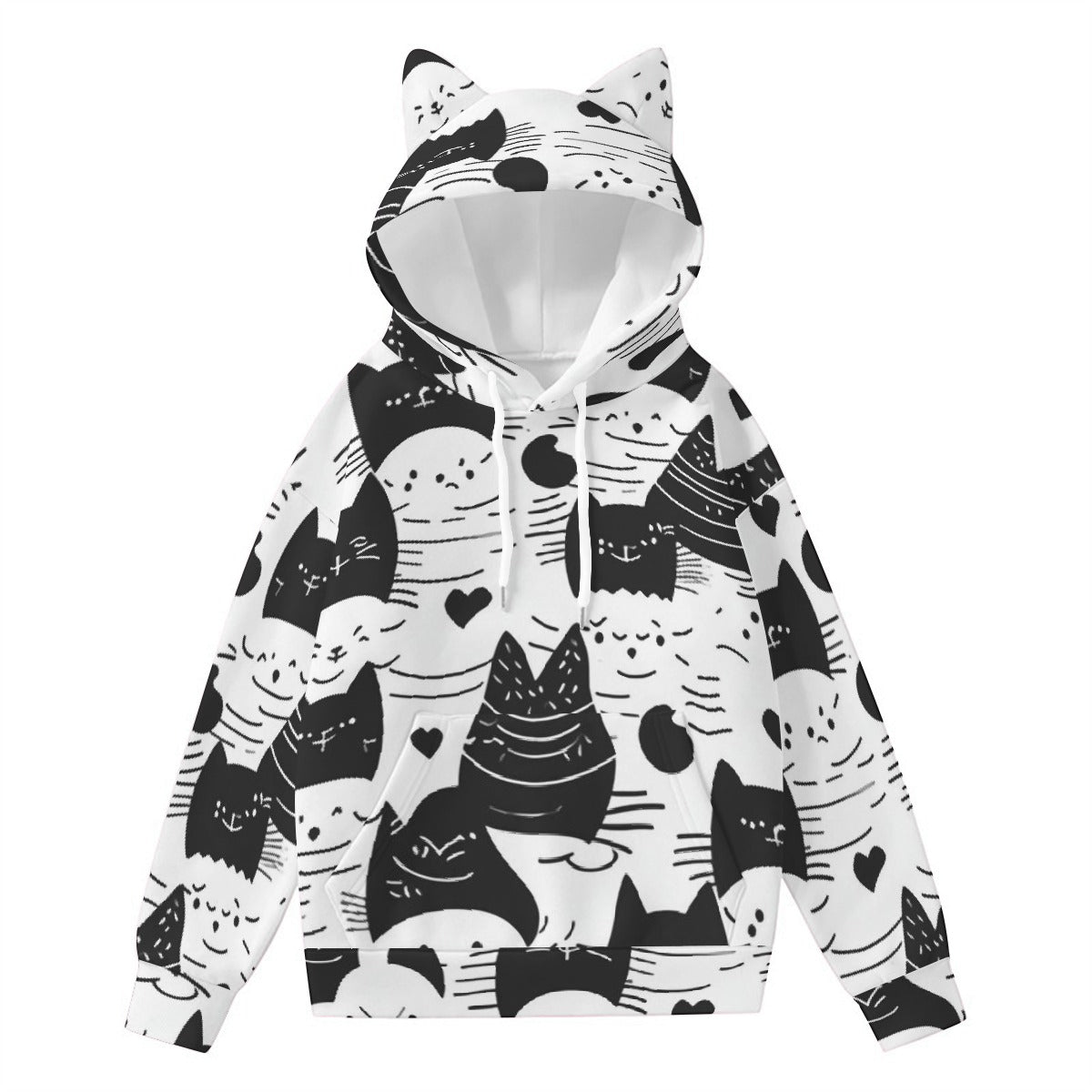 All-Over Print Women’s Hoodie With Decorative Ears