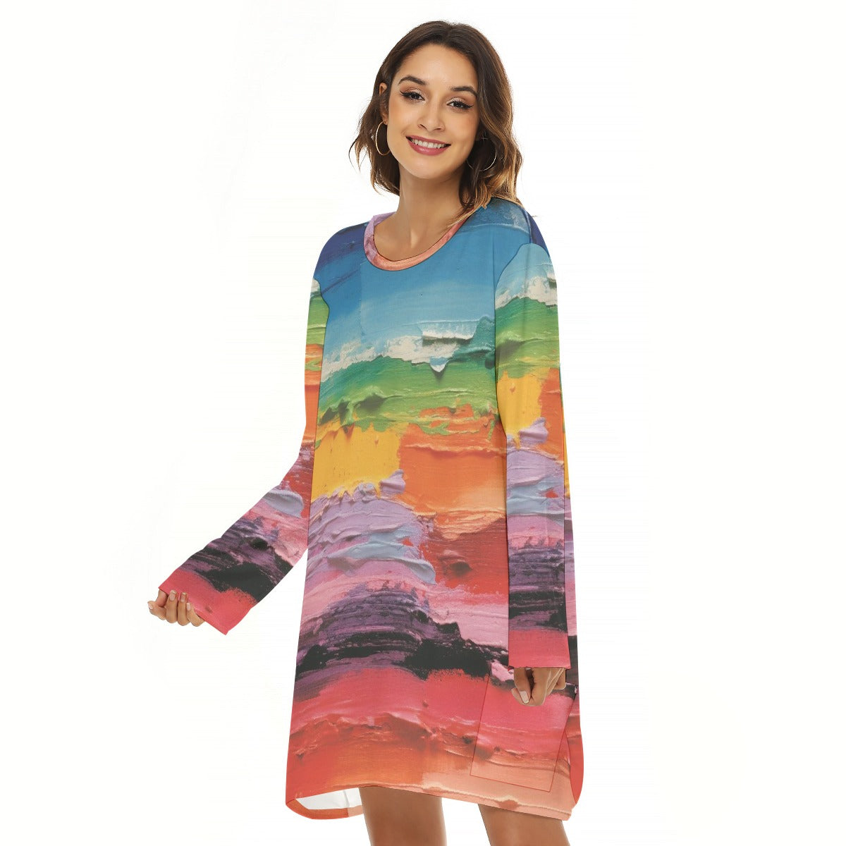 All-Over Print  Women's Loose Crew Neck Dress