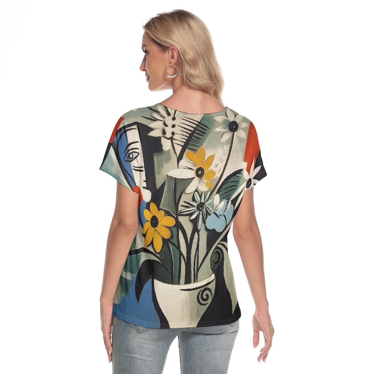 All-Over Print Women's Loose V-neck Short Sleeve T-shirt