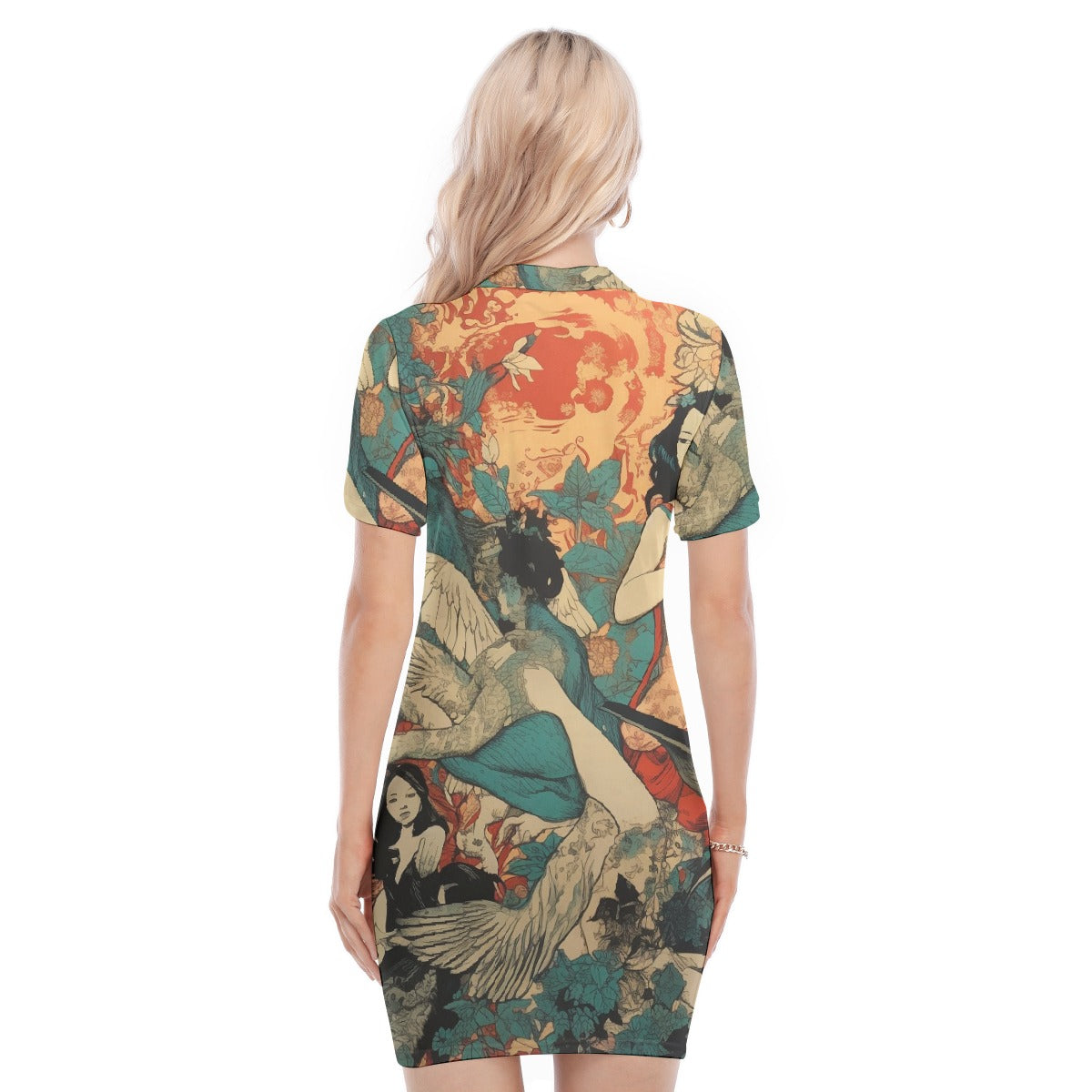 All-Over Print Women's Polo Collar Dress