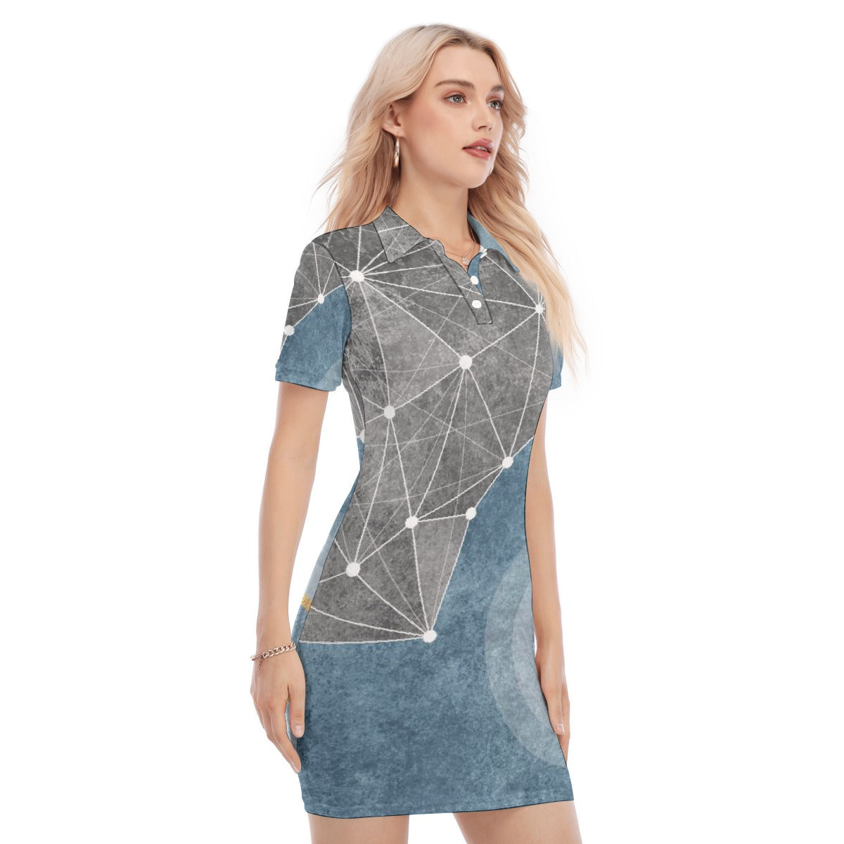 All-Over Print Women's Polo Collar Dress