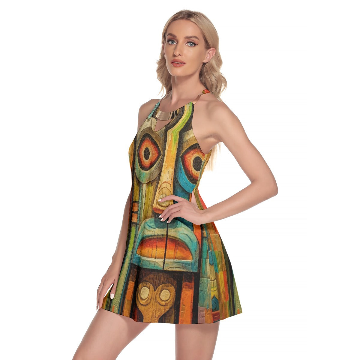 All-Over Print Women's Round Neck Above Knee Dress