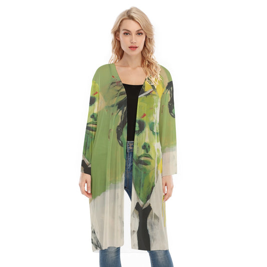 All- Over Print Women's Long Sleeve Mesh Cardigan