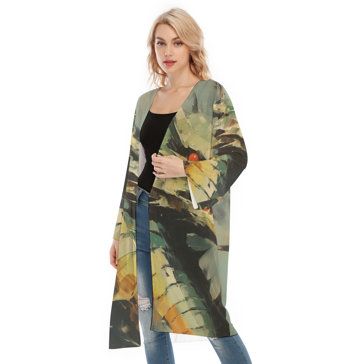 All- Over Print Women's Long Sleeve Mesh Cardigan