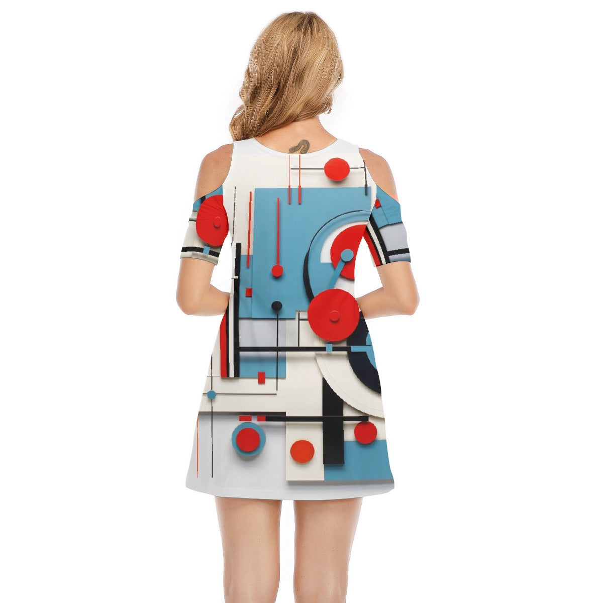 All-Over Print Women's Cold Shoulder Dress | 190GSM Cotton