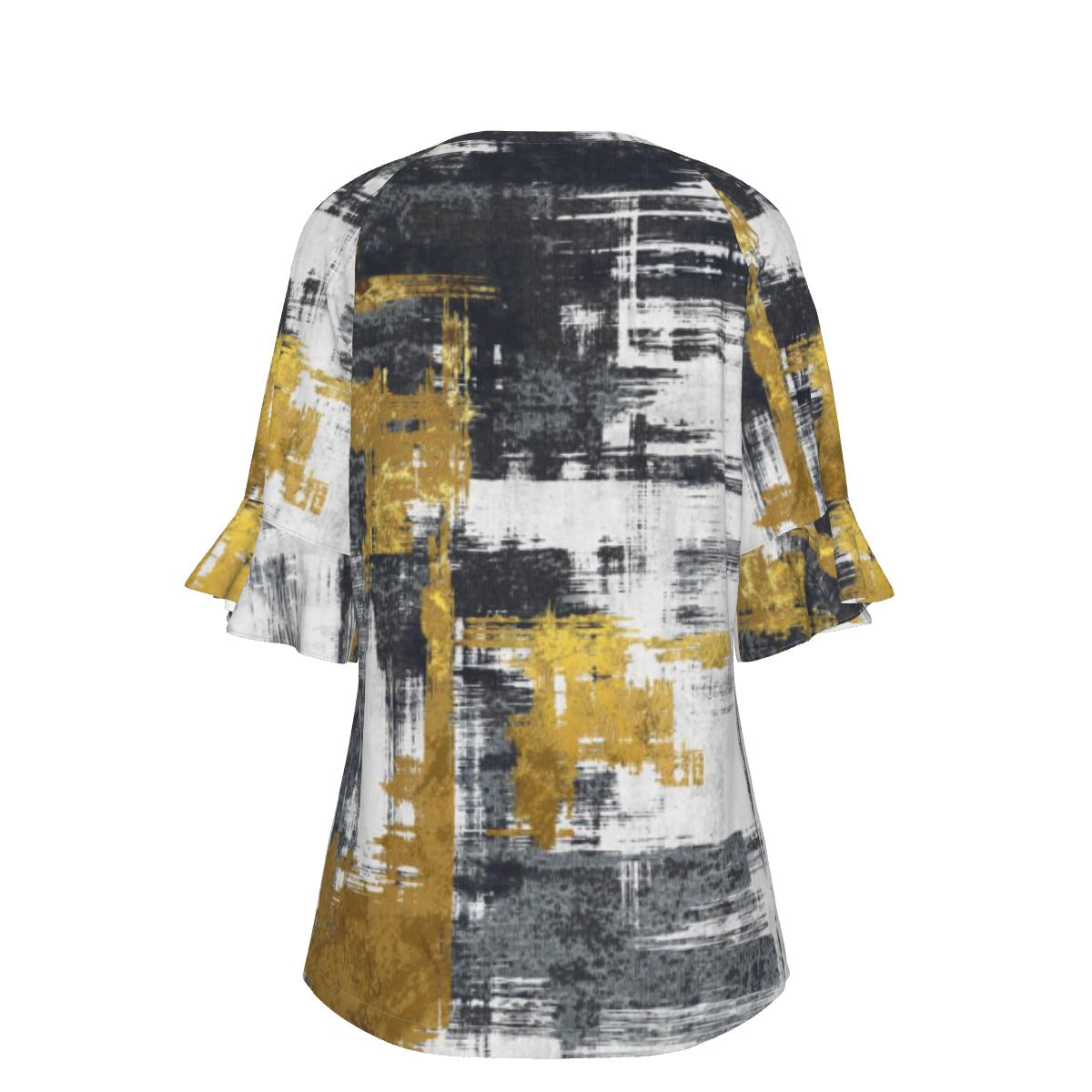 All-Over Print V-neck Women's T-shirt With Bell Sleeve