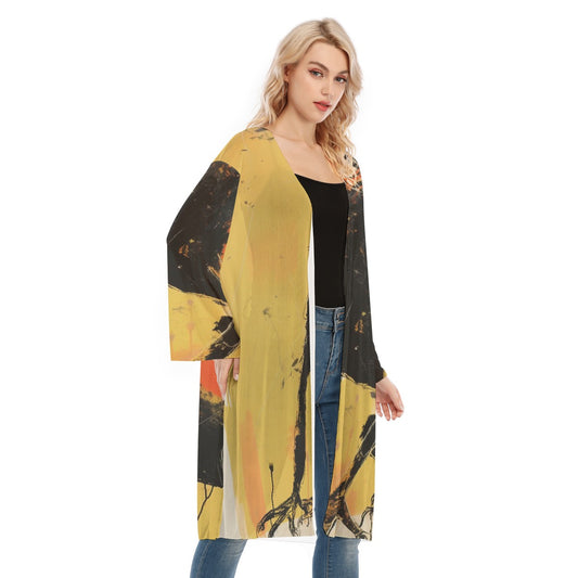 All- Over Print Women's Long Sleeve Mesh Cardigan