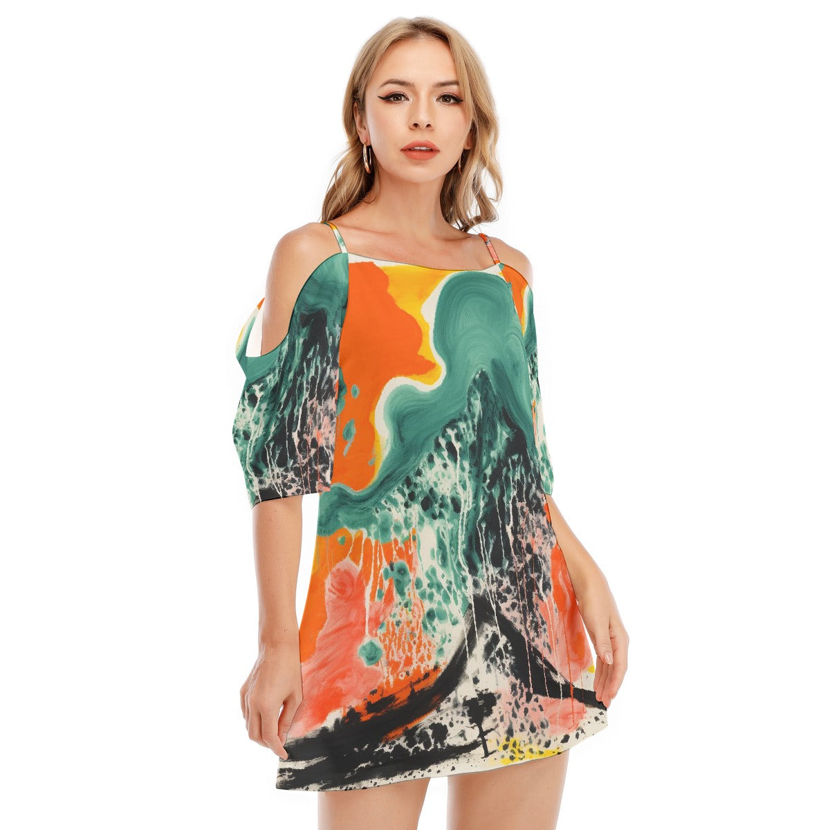 All-Over Print Women's Off-shoulder Cami Dress