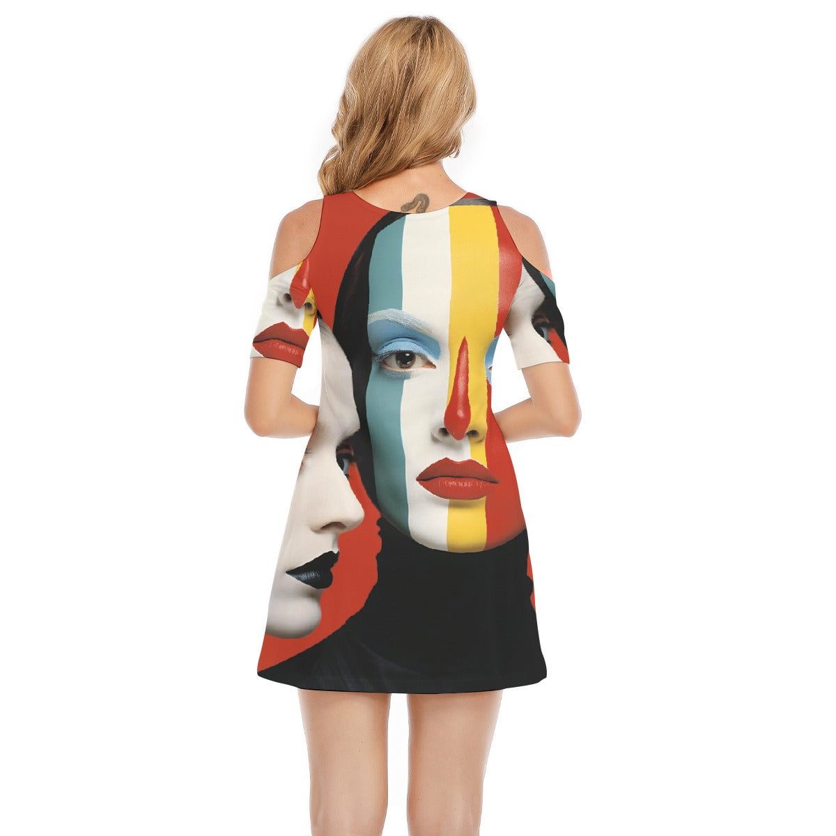 All-Over Print Women's Cold Shoulder Dress | 190GSM Cotton