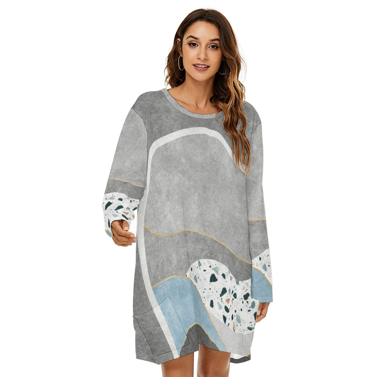 All-Over Print  Women's Loose Crew Neck Dress