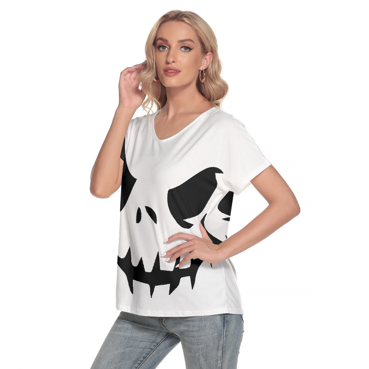 All-Over Print Women's Loose V-neck Short Sleeve T-shirt