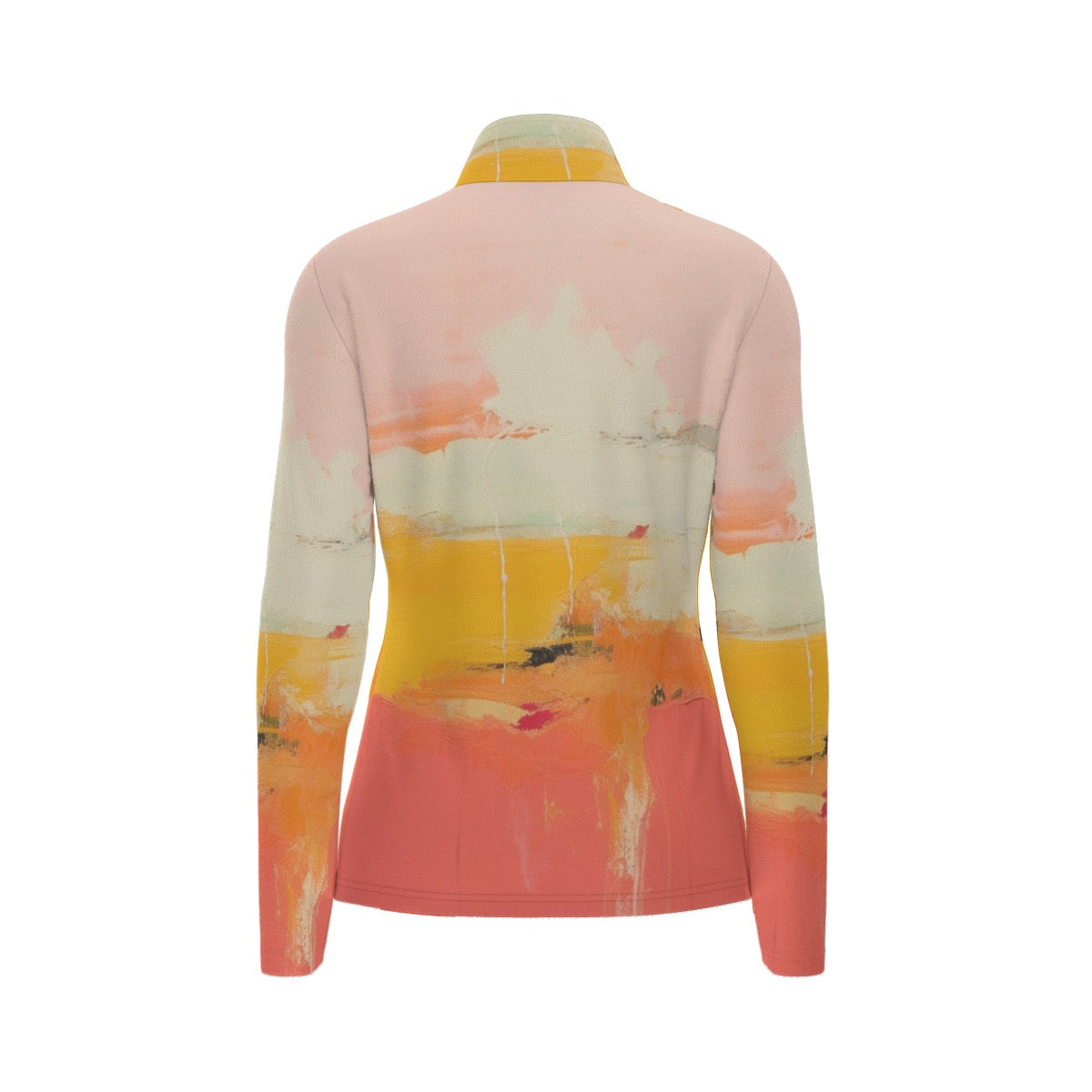 All-Over Print Women's Sports Collar Jersey With Long Sleeve