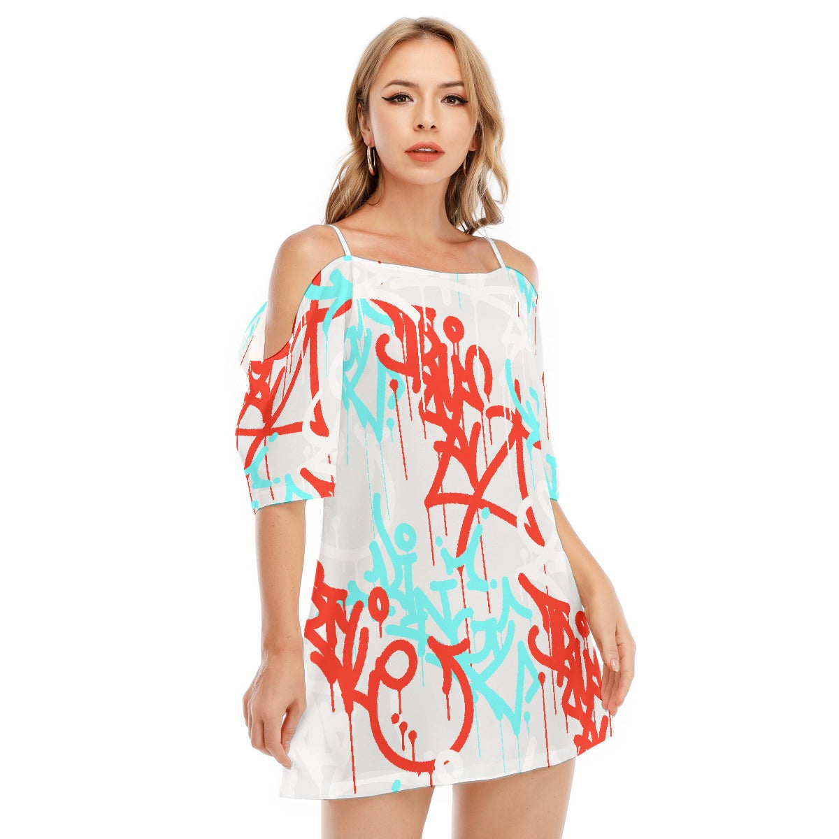 All-Over Print Women's Off-shoulder Cami Dress