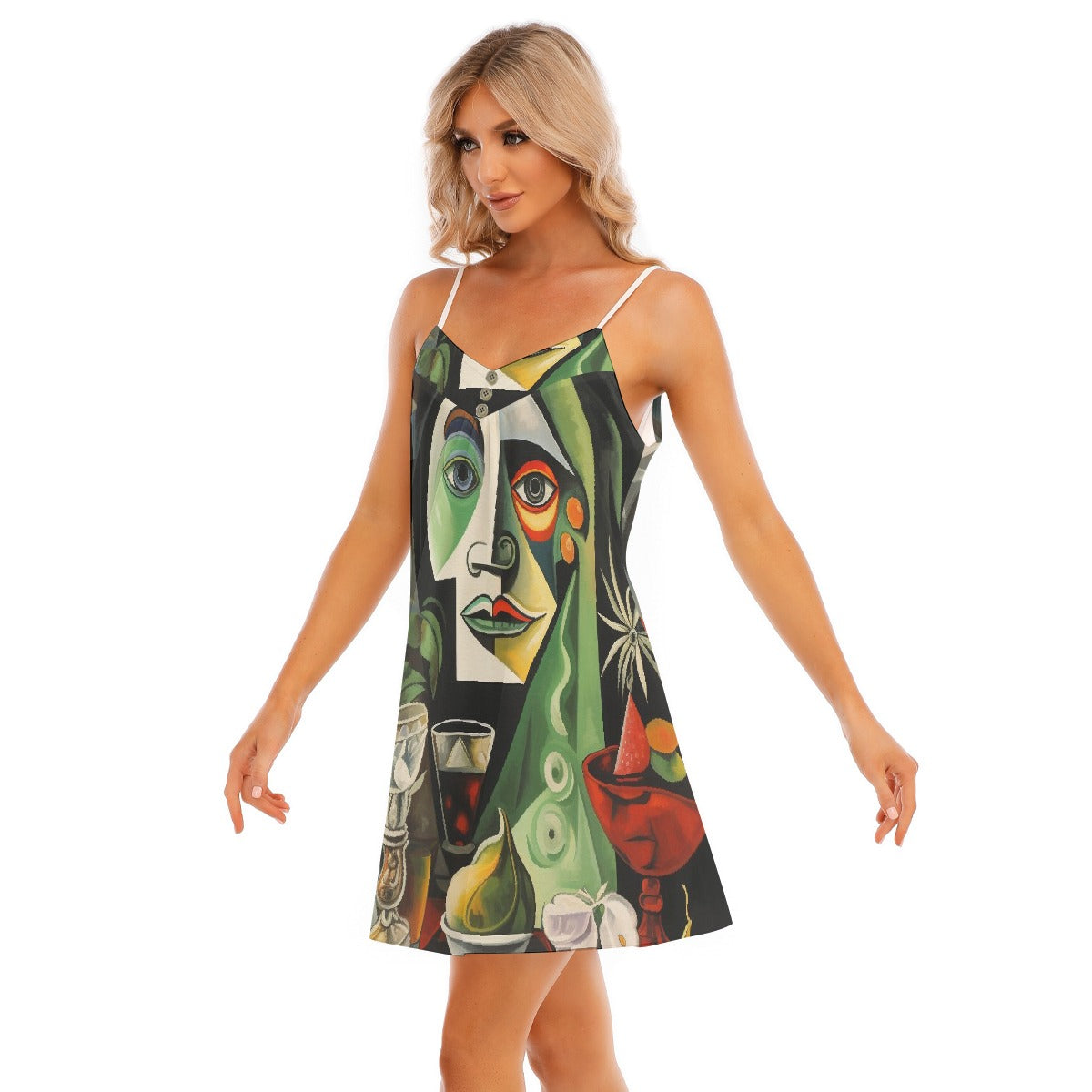 All-Over Print Women's V-neck Cami Dress