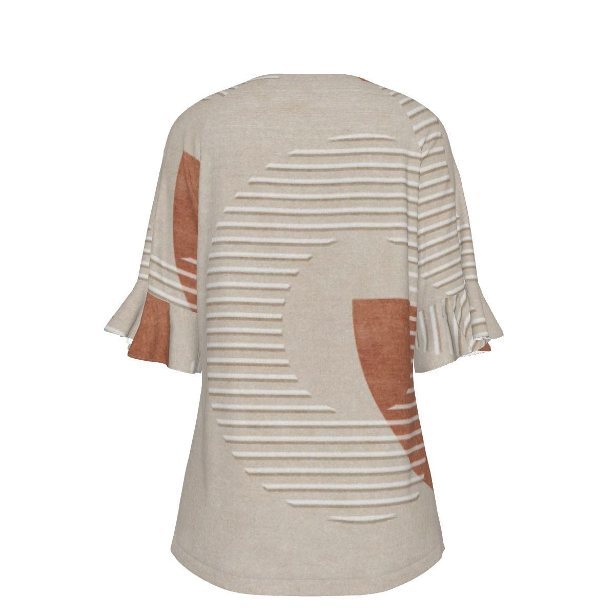 All-Over Print V-neck Women's T-shirt With Bell Sleeve