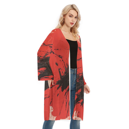 All- Over Print Women's Long Sleeve Mesh Cardigan