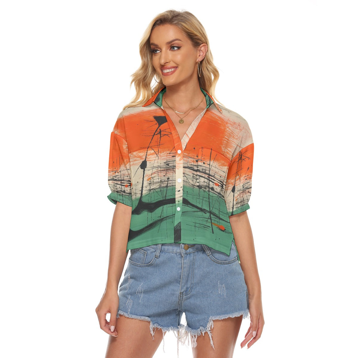 All-Over Print Women's V-neck Shirts