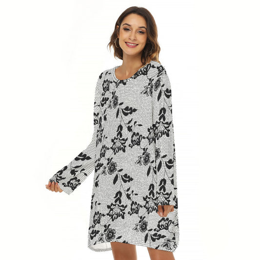 All-Over Print  Women's Loose Crew Neck Dress