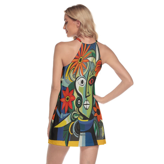 All-Over Print Women's Round Neck Above Knee Dress