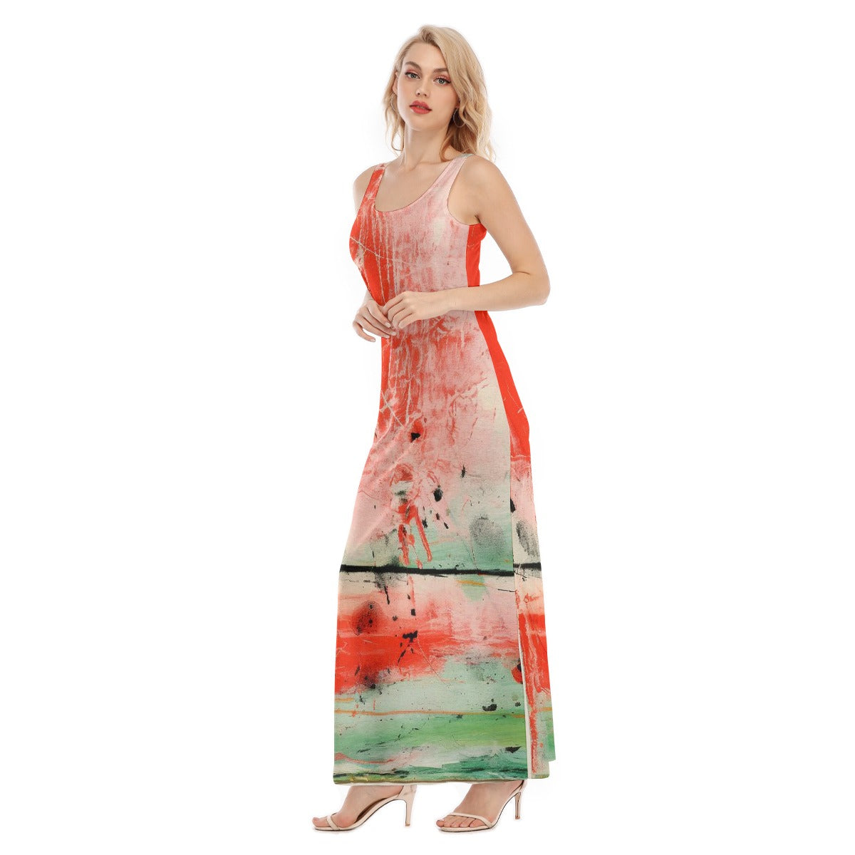 All-Over Print Women's Vest Dress | Length To Ankle