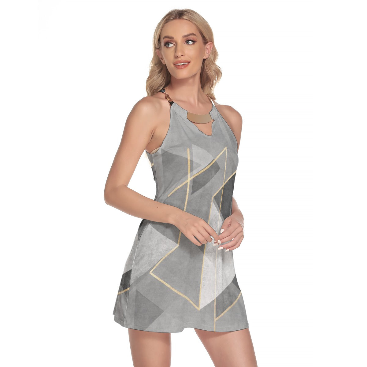 All-Over Print Women's Round Neck Above Knee Dress