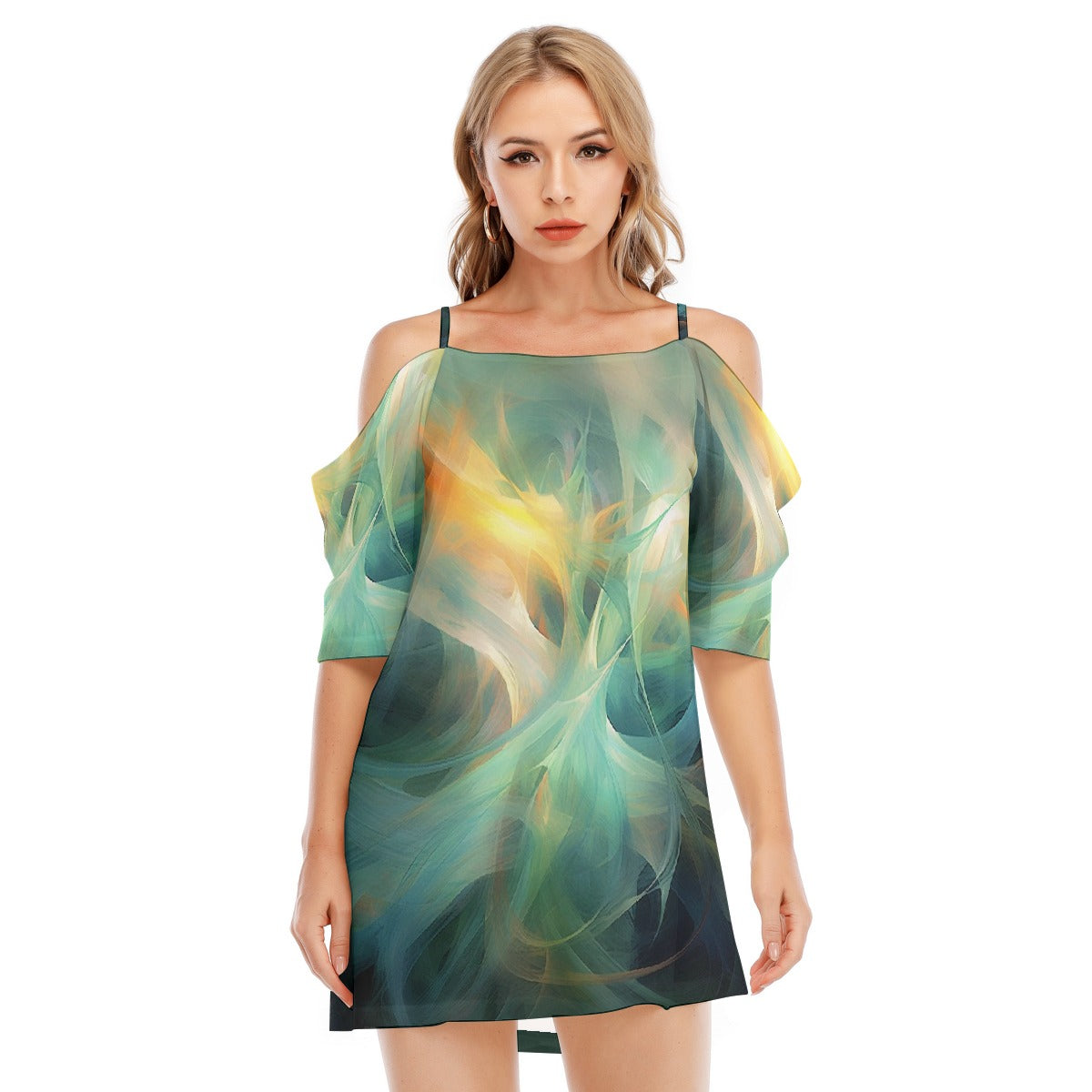 All-Over Print Women's Off-shoulder Cami Dress