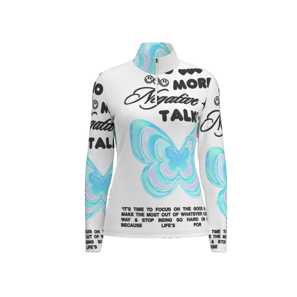 All-Over Print Women's Sports Collar Jersey With Long Sleeve