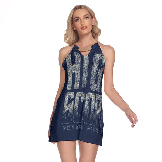 All-Over Print Women's Round Neck Above Knee Dress