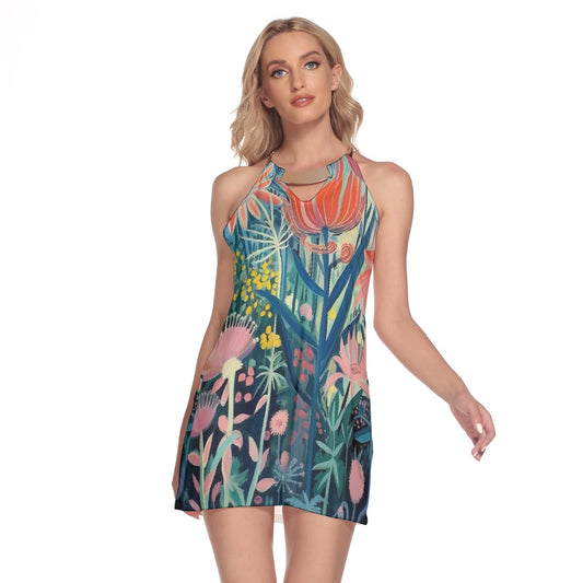 All-Over Print Women's Round Neck Above Knee Dress