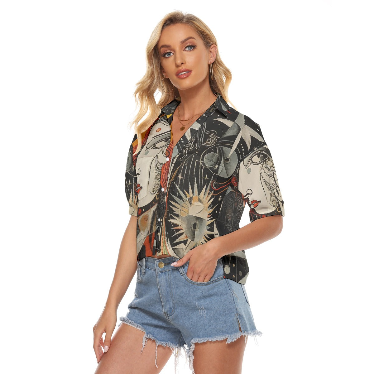 All-Over Print Women's V-neck Shirts