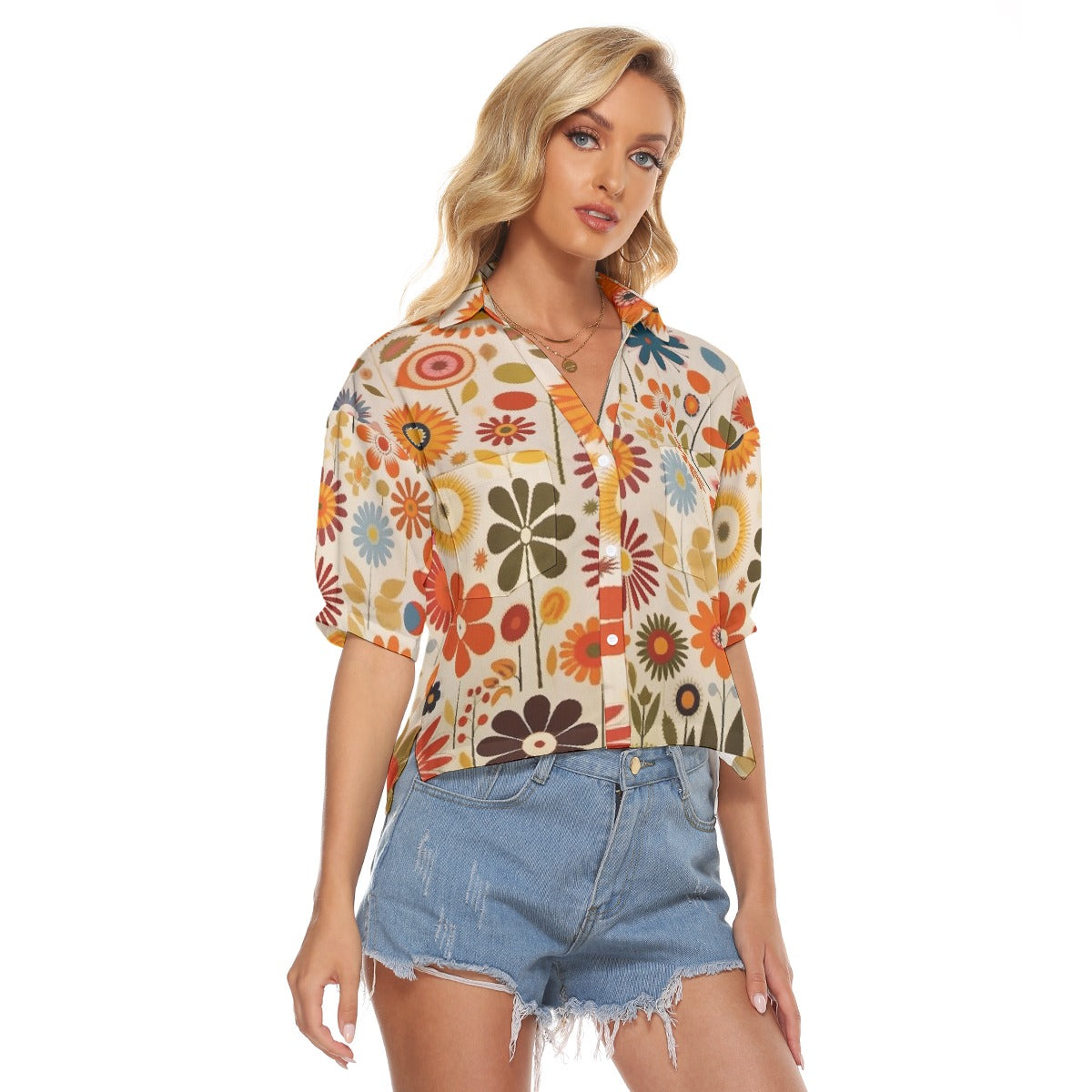 All-Over Print Women's V-neck Shirts