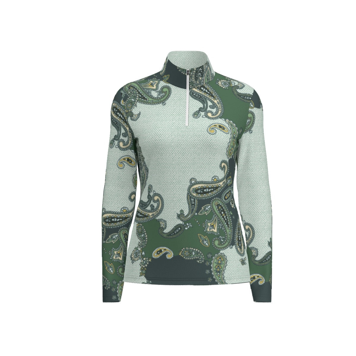 All-Over Print Women's Sports Collar Jersey With Long Sleeve