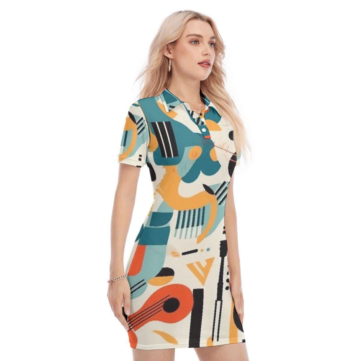 All-Over Print Women's Polo Collar Dress