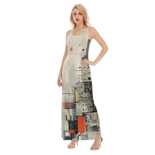 All-Over Print Women's Vest Dress | Length To Ankle