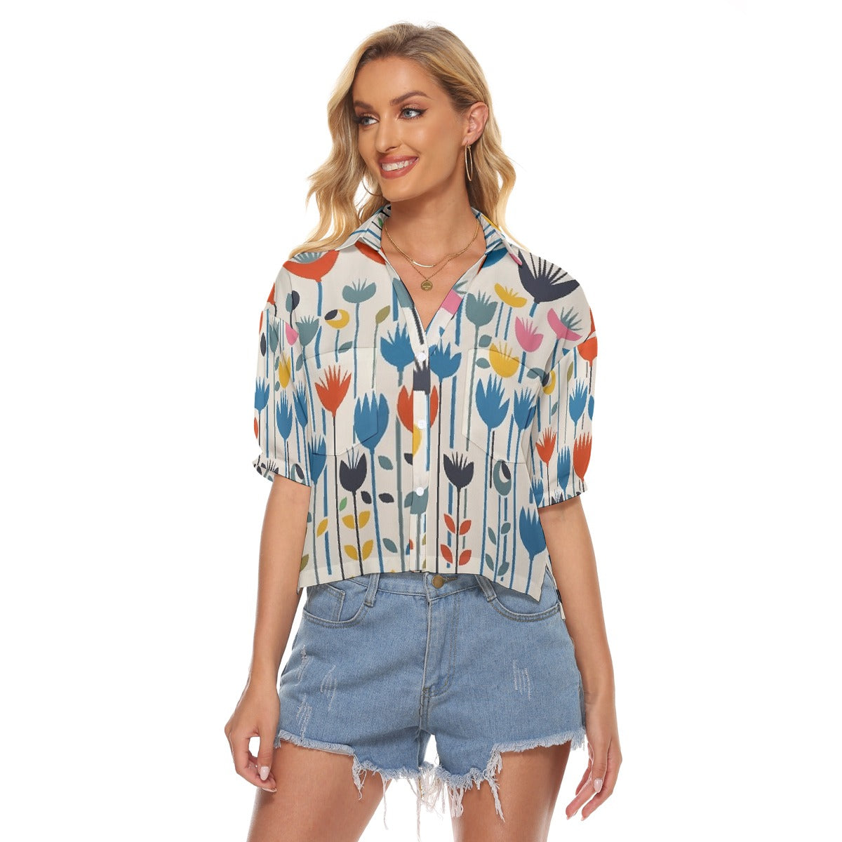 All-Over Print Women's V-neck Shirts