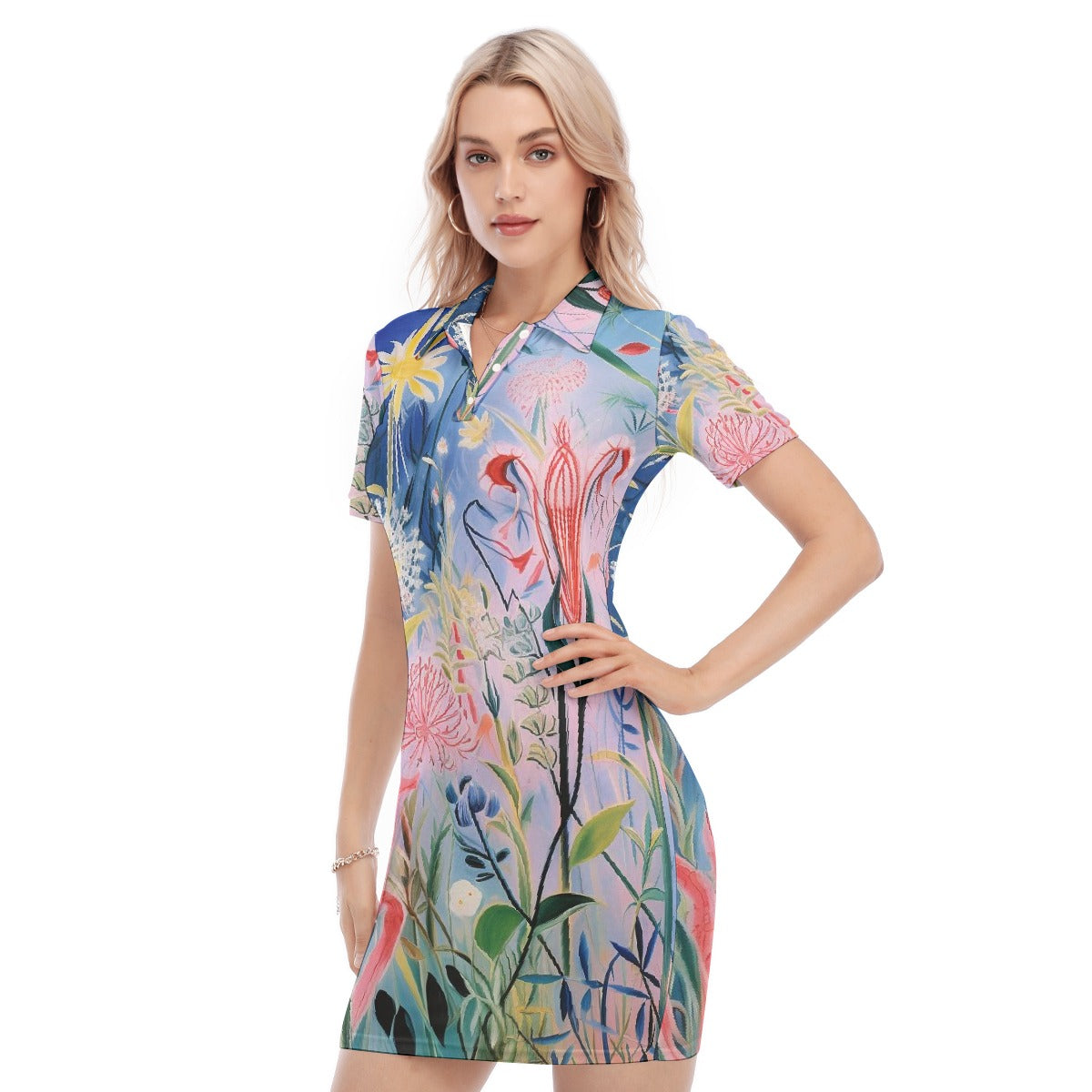 All-Over Print Women's Polo Collar Dress