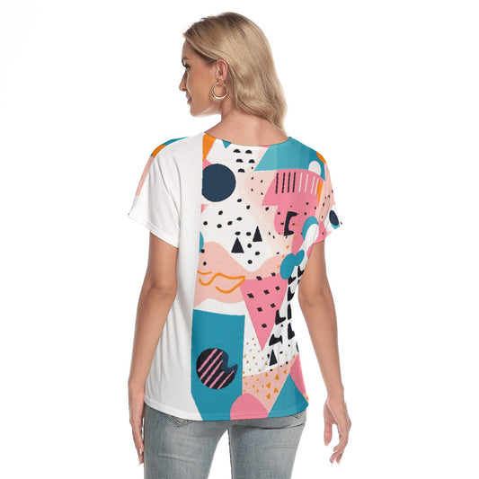 All-Over Print Women's Loose V-neck Short Sleeve T-shirt