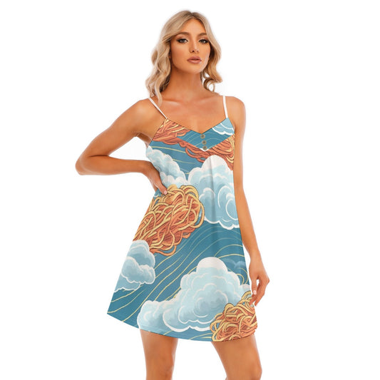 All-Over Print Women's V-neck Cami Dress