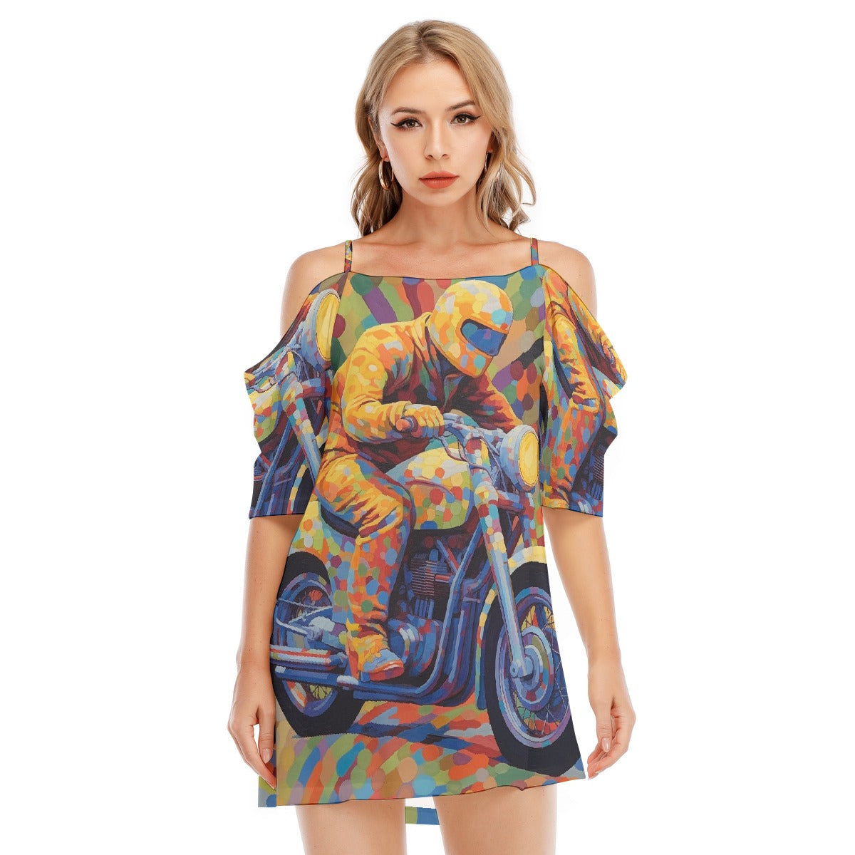 All-Over Print Women's Off-shoulder Cami Dress