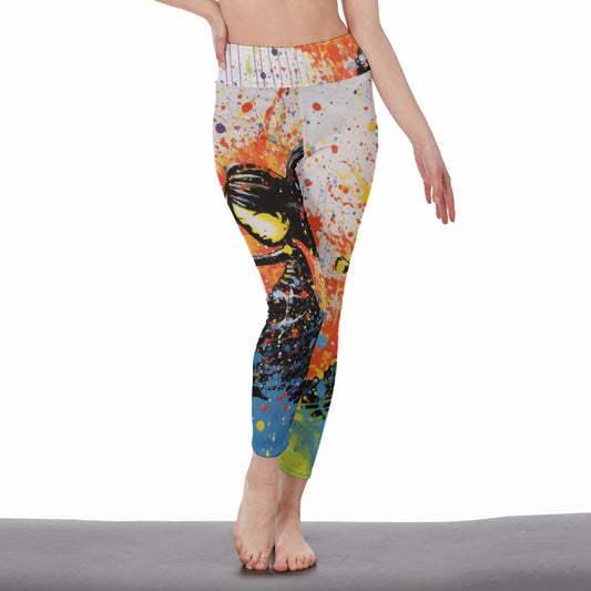 All-Over Print Women's High Waist Leggings | Side Stitch Closure