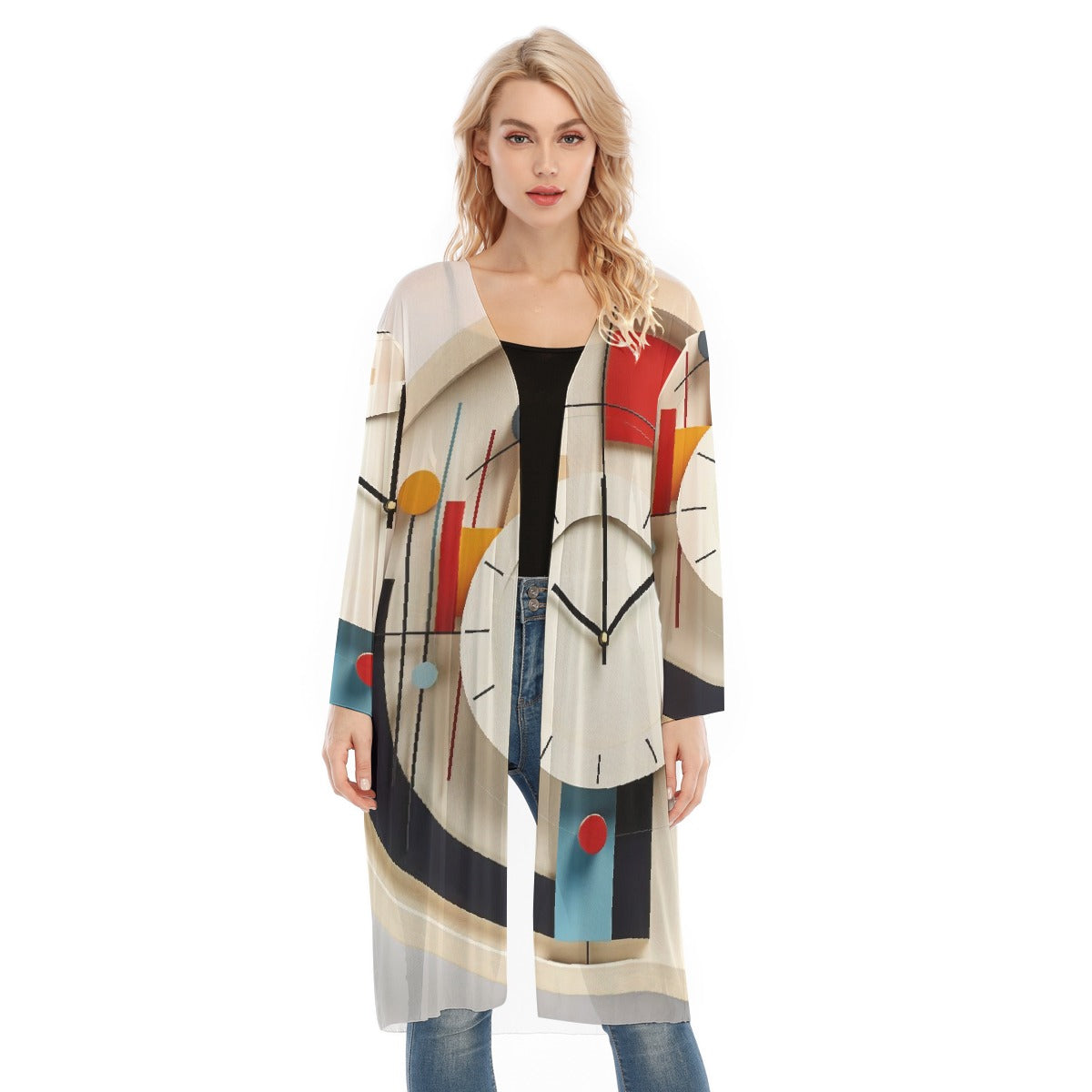 All- Over Print Women's Long Sleeve Mesh Cardigan