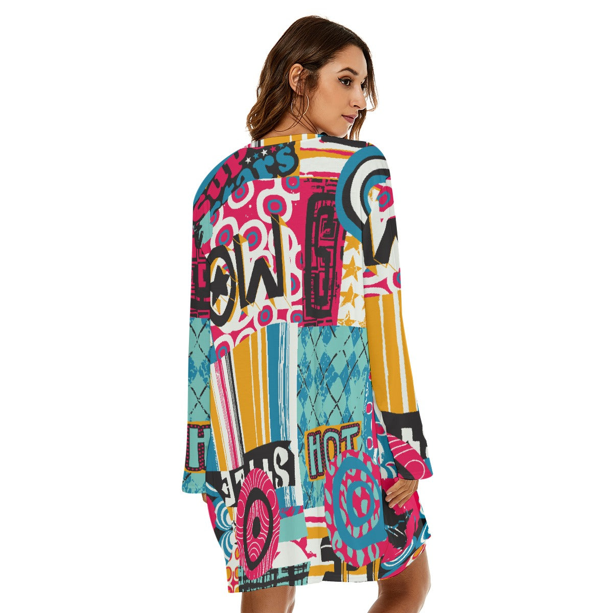 All-Over Print  Women's Loose Crew Neck Dress